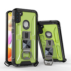 Funda Bumper Silicona y Plastico Mate Carcasa con Soporte H01 para Samsung Galaxy A11 Verde