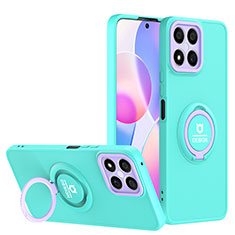 Funda Bumper Silicona y Plastico Mate Carcasa con Soporte H02P para Huawei Honor X8 4G Cian