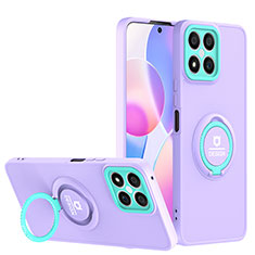 Funda Bumper Silicona y Plastico Mate Carcasa con Soporte H02P para Huawei Honor X8 4G Morado