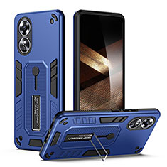 Funda Bumper Silicona y Plastico Mate Carcasa con Soporte H02P para Oppo A17 Azul