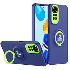 Funda Bumper Silicona y Plastico Mate Carcasa con Soporte H02P para Xiaomi Redmi Note 11 4G (2022) Azul