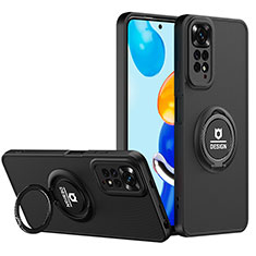 Funda Bumper Silicona y Plastico Mate Carcasa con Soporte H02P para Xiaomi Redmi Note 11 Pro 4G Negro