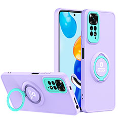 Funda Bumper Silicona y Plastico Mate Carcasa con Soporte H02P para Xiaomi Redmi Note 11S 4G Morado