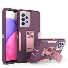 Funda Bumper Silicona y Plastico Mate Carcasa con Soporte J01S para Samsung Galaxy A33 5G Morado