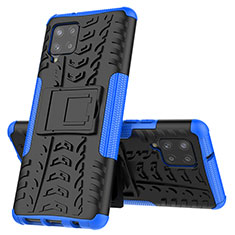 Funda Bumper Silicona y Plastico Mate Carcasa con Soporte J01X para Samsung Galaxy A42 5G Azul