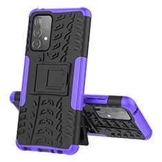 Funda Bumper Silicona y Plastico Mate Carcasa con Soporte J01X para Samsung Galaxy A52 5G Morado