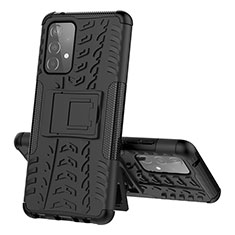 Funda Bumper Silicona y Plastico Mate Carcasa con Soporte J01X para Samsung Galaxy A52 5G Negro