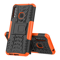 Funda Bumper Silicona y Plastico Mate Carcasa con Soporte J01X para Samsung Galaxy A70E Naranja