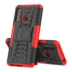 Funda Bumper Silicona y Plastico Mate Carcasa con Soporte J01X para Samsung Galaxy A70E Rojo