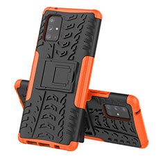 Funda Bumper Silicona y Plastico Mate Carcasa con Soporte J01X para Samsung Galaxy A71 4G A715 Naranja