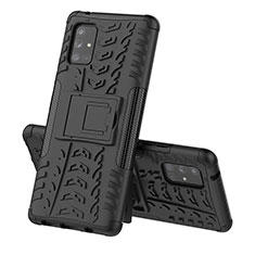 Funda Bumper Silicona y Plastico Mate Carcasa con Soporte J01X para Samsung Galaxy A71 4G A715 Negro