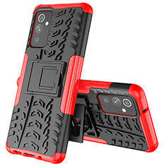 Funda Bumper Silicona y Plastico Mate Carcasa con Soporte J01X para Samsung Galaxy F54 5G Rojo