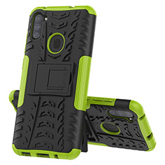 Funda Bumper Silicona y Plastico Mate Carcasa con Soporte J01X para Samsung Galaxy M11 Verde