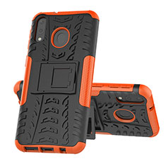 Funda Bumper Silicona y Plastico Mate Carcasa con Soporte J01X para Samsung Galaxy M20 Naranja