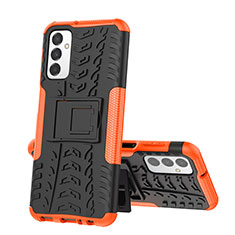 Funda Bumper Silicona y Plastico Mate Carcasa con Soporte J01X para Samsung Galaxy M23 5G Naranja