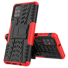 Funda Bumper Silicona y Plastico Mate Carcasa con Soporte J01X para Samsung Galaxy M31s Rojo