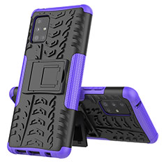 Funda Bumper Silicona y Plastico Mate Carcasa con Soporte J01X para Samsung Galaxy M40S Morado