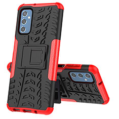 Funda Bumper Silicona y Plastico Mate Carcasa con Soporte J01X para Samsung Galaxy M52 5G Rojo