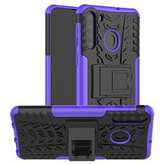 Funda Bumper Silicona y Plastico Mate Carcasa con Soporte J02X para Samsung Galaxy A21 Morado