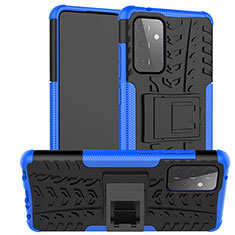 Funda Bumper Silicona y Plastico Mate Carcasa con Soporte J02X para Samsung Galaxy A72 4G Azul