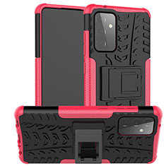 Funda Bumper Silicona y Plastico Mate Carcasa con Soporte J02X para Samsung Galaxy A72 4G Rosa Roja