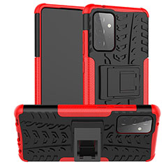 Funda Bumper Silicona y Plastico Mate Carcasa con Soporte J02X para Samsung Galaxy A72 5G Rojo