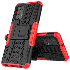 Funda Bumper Silicona y Plastico Mate Carcasa con Soporte JX01 para Samsung Galaxy A32 5G Rojo