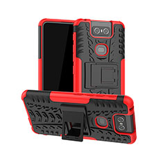 Funda Bumper Silicona y Plastico Mate Carcasa con Soporte JX1 para Asus Zenfone 6 ZS630KL Rojo