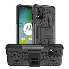 Funda Bumper Silicona y Plastico Mate Carcasa con Soporte JX1 para Motorola Moto E13 Negro