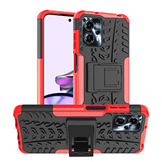 Funda Bumper Silicona y Plastico Mate Carcasa con Soporte JX1 para Motorola Moto G13 Rojo