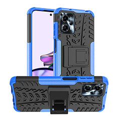 Funda Bumper Silicona y Plastico Mate Carcasa con Soporte JX1 para Motorola Moto G23 Azul