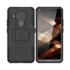 Funda Bumper Silicona y Plastico Mate Carcasa con Soporte JX1 para Nokia 5.4 Negro