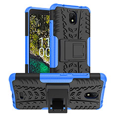 Funda Bumper Silicona y Plastico Mate Carcasa con Soporte JX1 para Nokia C100 Azul