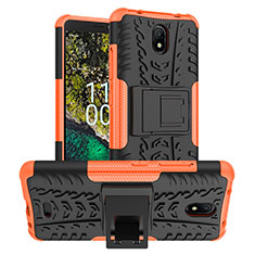 Funda Bumper Silicona y Plastico Mate Carcasa con Soporte JX1 para Nokia C100 Naranja