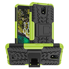 Funda Bumper Silicona y Plastico Mate Carcasa con Soporte JX1 para Nokia C100 Verde