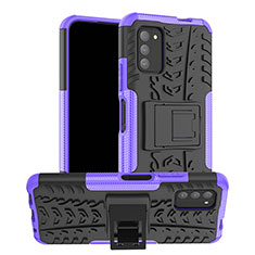 Funda Bumper Silicona y Plastico Mate Carcasa con Soporte JX1 para Nokia G100 Morado