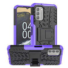 Funda Bumper Silicona y Plastico Mate Carcasa con Soporte JX1 para Nokia G400 5G Morado