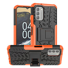 Funda Bumper Silicona y Plastico Mate Carcasa con Soporte JX1 para Nokia G400 5G Naranja