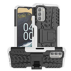 Funda Bumper Silicona y Plastico Mate Carcasa con Soporte JX1 para Nokia G400 5G Plata