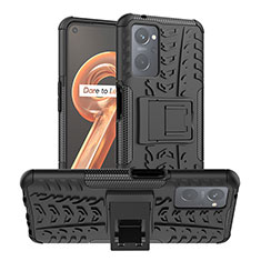 Funda Bumper Silicona y Plastico Mate Carcasa con Soporte JX1 para Oppo A96 4G Negro