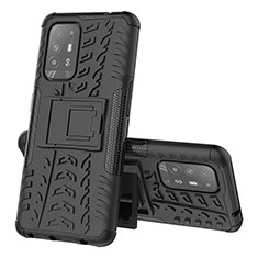 Funda Bumper Silicona y Plastico Mate Carcasa con Soporte JX1 para Oppo F19 Pro+ Plus 5G Negro