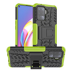 Funda Bumper Silicona y Plastico Mate Carcasa con Soporte JX1 para Oppo F19 Pro Verde