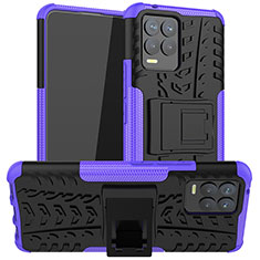 Funda Bumper Silicona y Plastico Mate Carcasa con Soporte JX1 para Realme 8 4G Morado