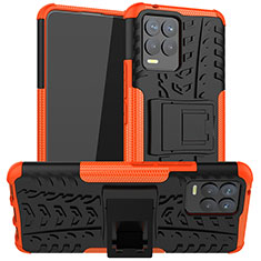 Funda Bumper Silicona y Plastico Mate Carcasa con Soporte JX1 para Realme 8 4G Naranja