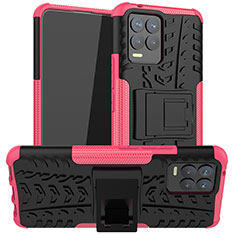 Funda Bumper Silicona y Plastico Mate Carcasa con Soporte JX1 para Realme 8 4G Rosa Roja