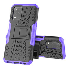 Funda Bumper Silicona y Plastico Mate Carcasa con Soporte JX1 para Realme 8 5G Morado