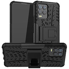 Funda Bumper Silicona y Plastico Mate Carcasa con Soporte JX1 para Realme 8 Pro Negro