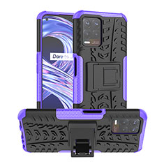 Funda Bumper Silicona y Plastico Mate Carcasa con Soporte JX1 para Realme 8i Morado