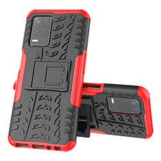 Funda Bumper Silicona y Plastico Mate Carcasa con Soporte JX1 para Realme 8s 5G Rojo