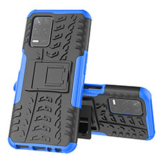 Funda Bumper Silicona y Plastico Mate Carcasa con Soporte JX1 para Realme 9 5G India Azul